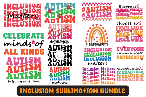 Inclusion Svg Sublimation Design Bundle for Crafts and Graphics