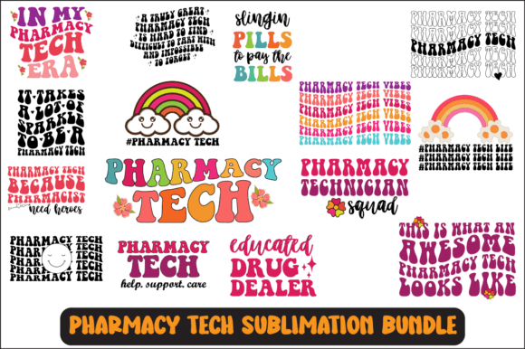 Pharmacy Tech Svg Sublimation Bundle for Crafts and Graphics