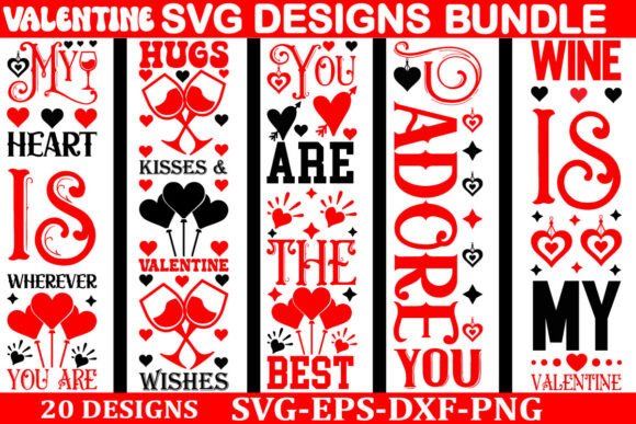 Valentine Porch Sign Svg Bundle Quote: Graphics for Crafts